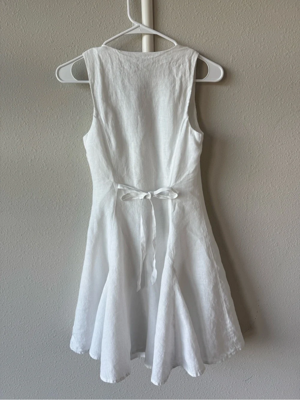 J. Crew White Sleeveless V-Neck Button-Front Mini Dress